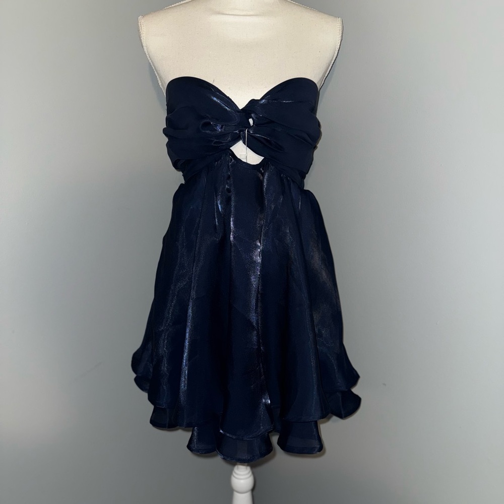 American Threads Midnight Blue Strapless Dress